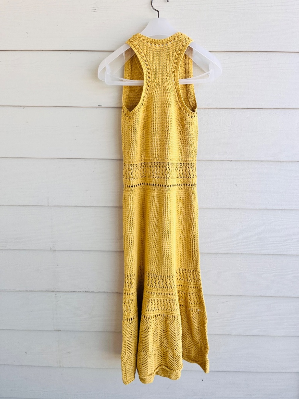 Vanessa Bruno 🧶 Thara Crochet Midi Dress | Yellow Boho Resortwear Size S - Picture 13 of 16